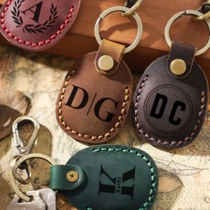Crafted from full-grain cowhide and stitched by hand, our Personalized AirTag Holder with Keyring offers lasting durability and personal flair—perfect for gifts and daily use! #GenuineCowhide #AirTagProtection #PersonalizedLuxury #HandmadeGoods #LeatherAccessories #GiftForLovedOnes #TechMeetsStyle #MinimalistLeather