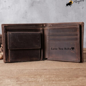 Built for everyday carry, our Crazy Horse Leather Wallet offers RFID blocking, full grain strength, and personalized engraving. Complete with coin purse and card slots—great for Christmas gifts! #EverydayCarry #LeatherEssentials #MensWallet #RFIDBlockingWallet #PersonalizedLeather #ChristmasGiftForHim #FullGrainCraft #LuxuryWallet