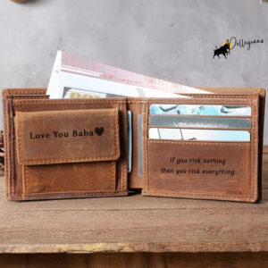 Protect your valuables in style with this Personalized Crazy Horse Leather Wallet. RFID-blocking, full grain luxury with coin purse and card holder. A unique Christmas gift idea! #PersonalizedWallet #RFIDProtection #FullGrainLeather #CustomLeatherGoods #ChristmasGiftGuide #WalletLover #CrazyHorseGoods #GiftIdeas2025