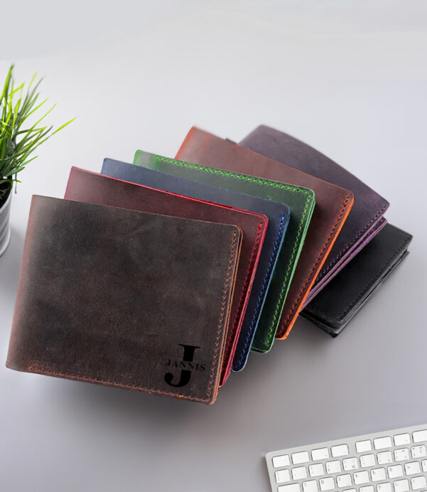 Elevate everyday essentials with this Personalized Crazy Horse Leather Wallet. Featuring a custom engraved bifold style, it's a must-have accessory for both men and women. #LuxuryLeatherGoods #CustomWallet #MensStyleTrends #MinimalistCarry #VintageInspired #HandmadeWallets #CrazyHorseLover #GiftReady