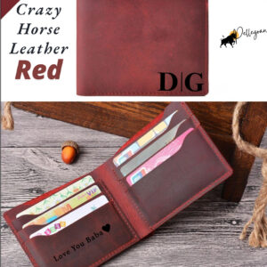 Rugged beauty meets personal touch. Our Vintage Crazy Horse Leather Wallet features a custom engraving option, minimalist bifold design, and premium cowhide craftsmanship. #MensLuxury #MinimalistLeather #CrazyHorseStyle #EngravedWallet #CustomForHim #GiftIdeas2025 #LeatherCraftsmanship #VintageInspired