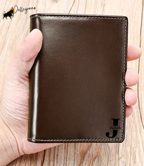 Custom handmade bifold leather wallet crafted from premium Italian full-grain leather. RFID blocking for security. Perfect birthday gift for dad or him. Tags: #LeatherWallet #PersonalizedGift #MensWallet #RFIDWallet #GiftForHim #DadGift