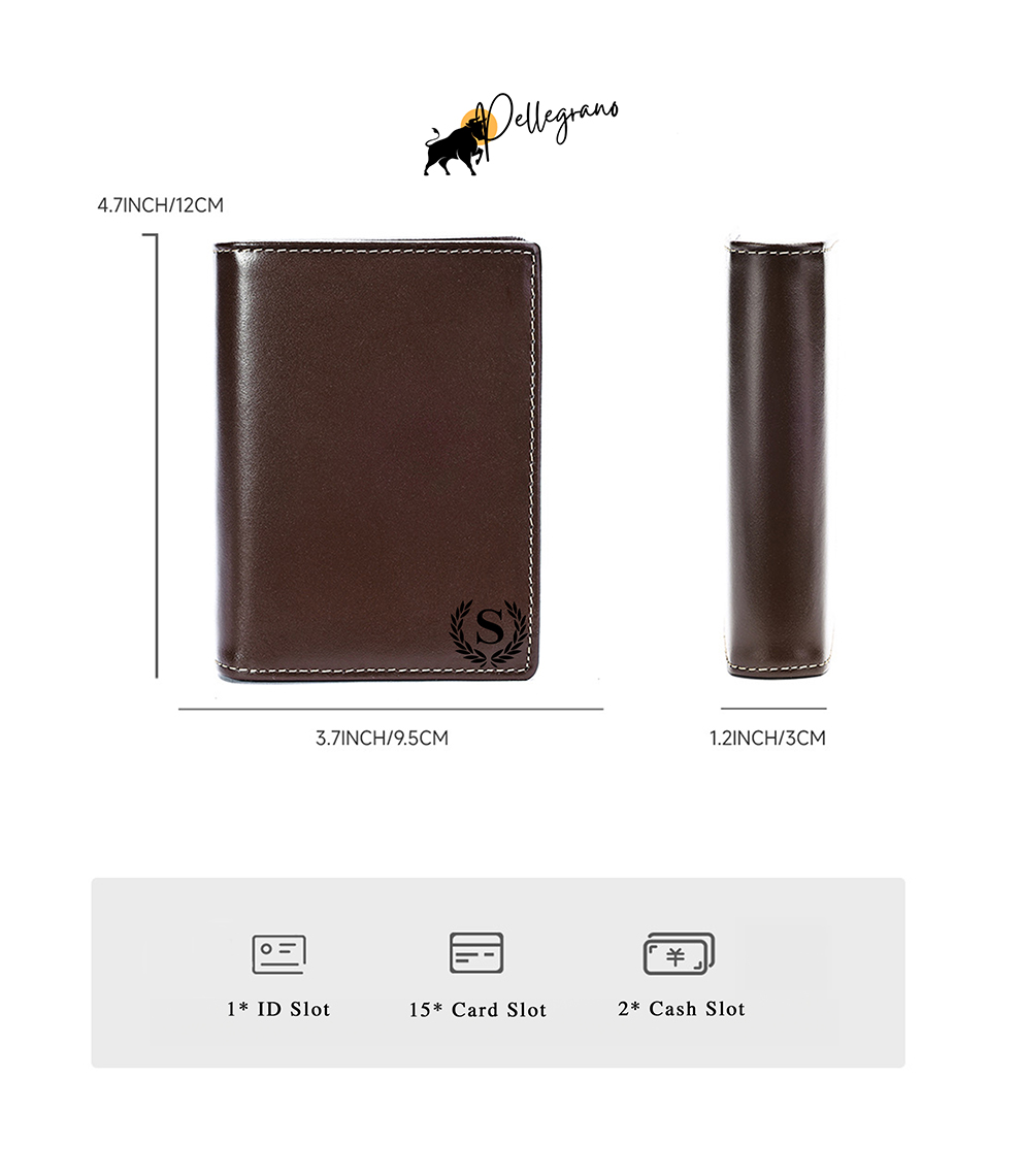 Crafted from rich Italian leather, this bifold wallet is handmade and features RFID blocking. Personalize it for a meaningful gift for him. Tags: #MensStyle #LuxuryLeatherWallet #CustomMensGift #RFIDProtection #GiftIdeasForHim