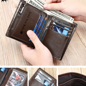 Minimalist yet functional—this custom leather bifold wallet offers RFID security and a personal touch. Ideal for birthdays or Father's Day. Tags: #SlimWallet #MensLeather #PersonalizedGift #RFIDBlockingWallet #DadGiftIdeas #HandcraftedWallet