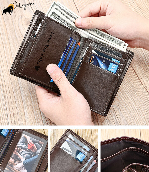 Minimalist yet functional—this custom leather bifold wallet offers RFID security and a personal touch. Ideal for birthdays or Father's Day. Tags: #SlimWallet #MensLeather #PersonalizedGift #RFIDBlockingWallet #DadGiftIdeas #HandcraftedWallet