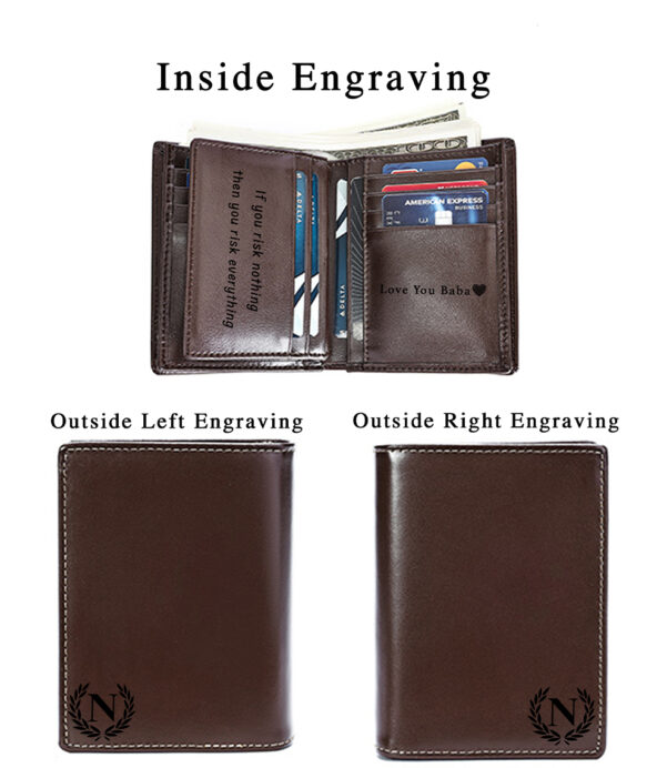 Handcrafted Italian leather wallet with RFID protection. Personalized bifold design, ideal birthday or holiday gift for men and dads. Tags: #BifoldWallet #LeatherGift #MensRFIDWallet #HandmadeGift #ForHim #FatherGift