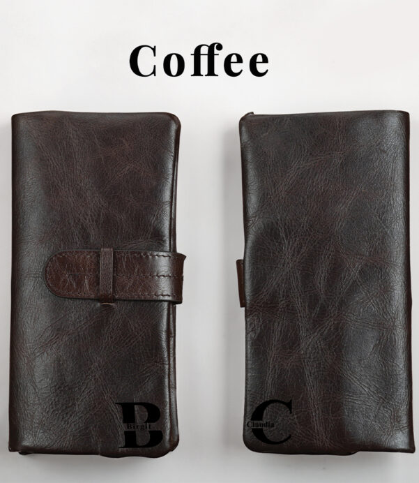 Handcrafted from premium old-layer cowhide, this retro long wallet in Oily Black or Oily Coffee is soft, stylish & durable. Gift-ready! #CustomWallet #VintageStyle #GiftForDad #GiftForHer #EtsySeller #LeatherGoods