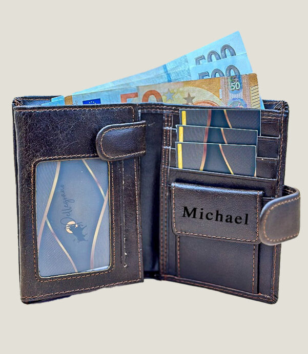 Upgrade his pocket game with this Personalized Trifold Wallet. Made from 100% oily leather, this wallet features RFID-blocking tech for security and vintage flair for style. A premium leather purse ideal for gifting! #MensStyle #LeatherGift #PersonalizedPresent #GiftGuide2025 #RFIDProtection #LuxuryWallets #LeatherLife #GiftForHim