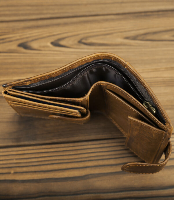 Slim, stylish, and rugged—our Handmade Horse Leather Wallet features a personalized retro design with multi-card slots and a coin purse. A perfect companion for men and women. #SustainableStyle #HandmadeAccessories #GenuineLeather #EverydayLeather #RetroCasual #GiftForHimAndHer #LeatherEssentials #WalletInspo